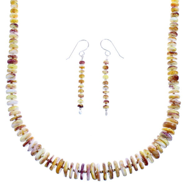 Oyster Shell And Sterling Silver Bead Necklace And Earrings Set SX115294